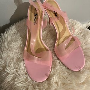SHEIN size 10 women’s jelly heeled sandals pink